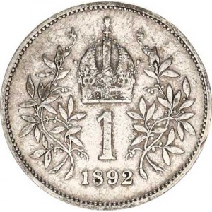 František Josef I.(1848-1918), 1 Koruna 1892 b.zn. R 4,88g, vada stř.