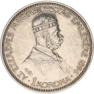 František Josef I.(1848-1918), 1 Koruna 1896 KB - Mileniová