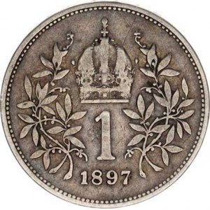 František Josef I.(1848-1918), 1 Koruna 1897 b.zn.