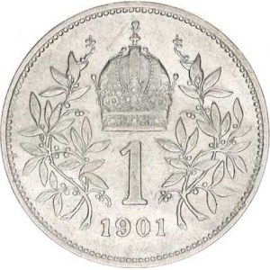 František Josef I.(1848-1918), 1 Koruna 1901 b.zn.