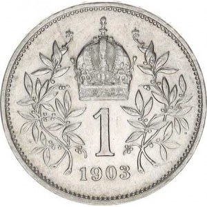 František Josef I.(1848-1918), 1 Koruna 1903 b.zn., tém.