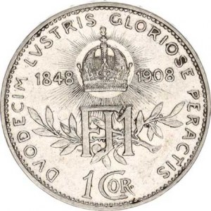 František Josef I.(1848-1918), 1 Koruna 1908 jubil. - tečka za HVNG.