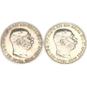 František Josef I.(1848-1918), 1 Koruna 1914 b.zn. (2 x) 2 ks