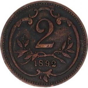 František Josef I.(1848-1918), 2 hal. 1892 b.zn. RRR 3,325 g