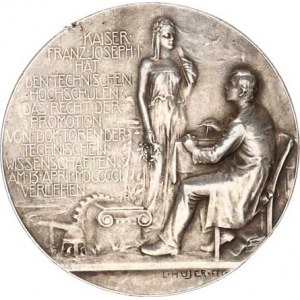 Medaile Františka Josefa I.(1848-1918), F.J.I., poprsí zleva, opis / K udělení práv Vysoké technick