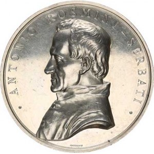 Medaile Rakousko - Uhersko, Antinio Rosmini - Serbati, poprsí zleva, opis / Město Rovereto k