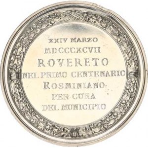 Medaile Rakousko - Uhersko, Antinio Rosmini - Serbati, poprsí zleva, opis / Město Rovereto k