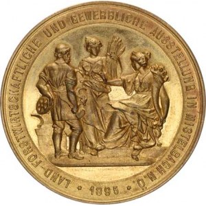 Medaile Rakousko - Uhersko, Mistelbach - Zemská lesnická a průmyslová výstava 1895, alegorie,