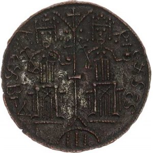Béla III. (1173-1296), Cu mince byzantského typu, dvě korun. trůnící postavy / Madona