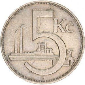 Údobí let 1918-1938, 5 Kč 1927 R, nep. rys.