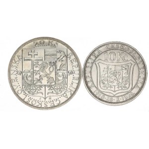 Údobí let 1918-1938, 10 Kč 1928 - TGM; +20 Kč 1937 - TGM 2 ks