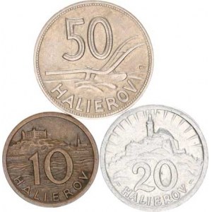 Slovensko (1939-1945), 10 hal. 1939; +20 hal. 1942 Al; +50 hal. 1941 3 ks