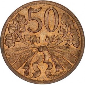 Údobí let 1945-1953, 50 hal. 1947 - bronzový odražek 2,999 g