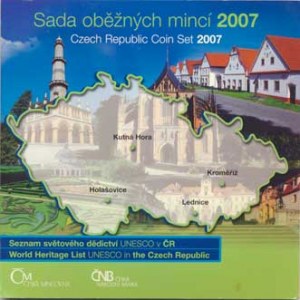 Česká republika (1993-), Ročníková sada mincí 2007 +žeton s městy UNESCO (Kroměříž, Holašo