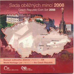 Česká republika (1993-), Ročníková sada mincí 2008 - UNESCO +žeton Litomyšl, Olomouc, Tře