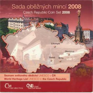 Česká republika (1993-), Ročníková sada mincí 2008 - UNESCO +žeton Litomyšl, Olomouc, Tře