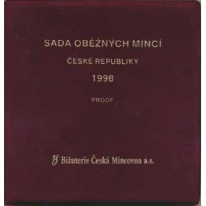 Česká republika (1993-), Ročníková sada mincí 1998 +20 Kč Ag Kroměříž semišový obal +c