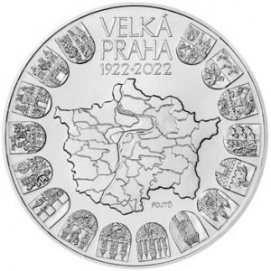 Česká republika (1993-), 10 000 Kč 2022 - 100 let od založení Velké Prahy (1 kg Ag)