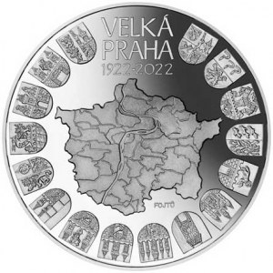Česká republika (1993-), 10 000 Kč 2022 - 100 let od založení Velké Prahy (1 kg Ag)