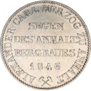 Anhalt-Bernburg, Alexander Carl (1834-1863), Tolar výtěžkový 1846 A KM 84; Dav. 504 22,198 g