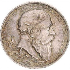 Baden, Friedrich I. (1852-56-1907), 2 Mark 1902 - 50 let vlády KM 271 - upravenná jako brož