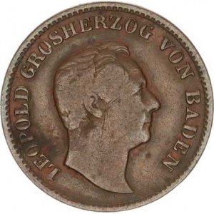 Baden, Friedrich I. (1852-56-1907), 1 Kreuzer 1861 - výr. úmrtí Leopolda KM 244 R