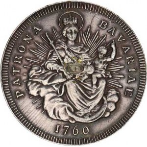Bavorsko, Maximilian III.Joseph (1745-1777), 1/2 Tolar 1760 - Madona, KOPIE Ag ? 9,248 g jako KM 49