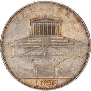 Bavorsko, Ludwig I. (1825-1848), 2 Tolar 1842 - Walhalla KM 430 37,186 g