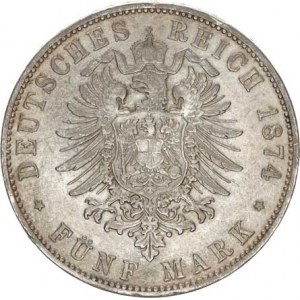 Bavorsko, Ludwig II. (1864-1886), 5 Mark 1874 D KM 502