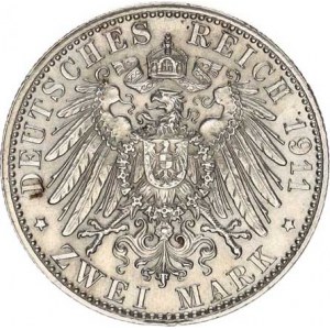 Bavorsko, princ Luitpold (1886-1912), 2 Mark 1911 D - 90. výr. narození KM 997