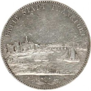 Frankfurt, 2 Tolar = 3 1/2 Gulden 1843, pohled na přístav KM 326 R