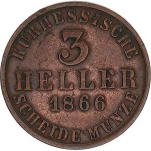 Hesse-Cassel, Friedrich Wilhelm (1847-1866), 3 Heller 1866 KM 612