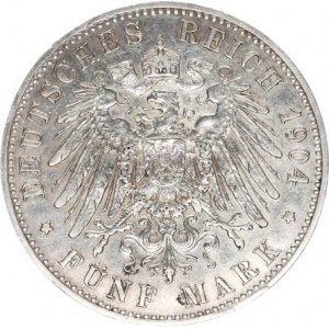 Hesse-Darmstadt, Ernst Ludwig (1892-1918), 5 Mark 1904 A - 400. výročí narození Phillippa KM 373