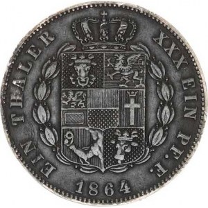 Mecklenburg-Schwerin, Friedrich Franz II. (1842-1883), Tolar 1864 A KM 310 R 18,201 g