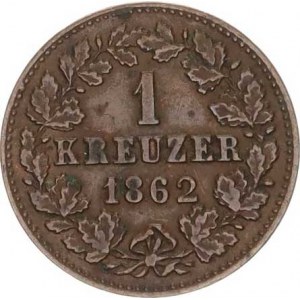 Nassau, Adolph (1839-1866), 1 Kreuzer 1862 KM 74; Cr.54