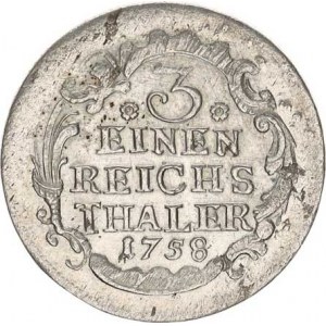 Prusko, Friedrich II.(1740-1786), 1/3 tolaru 1758 b.zn., Drážďany KM 285 R 8,515 g