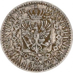 Prusko, Friedrich Wilhelm III.(1797-1840), 1/6 tolaru 1822 A Cr.129, zbytky patiny