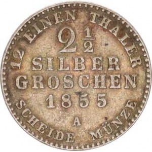 Prusko, Friedrich Wilhelm IV.(1840-1861), 2 1/2 Silber groschen 1855 A KM 463