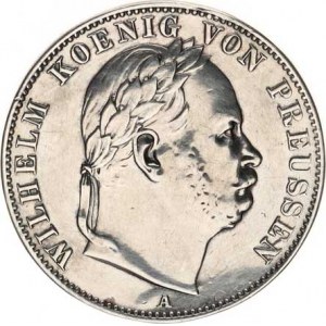 Prusko, Wilhelm I. (1861-1888), Tolar spolkový 1866 A - typ s vavřín. věncem KM 497 18,