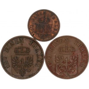 Prusko, Wilhelm I. (1861-1888), 1 Pfennig 1867 A; +3 Pfennige 1857 A, 1873 A 3 ks