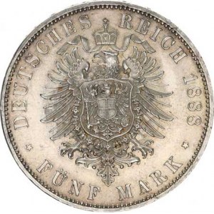 Prusko, Friedrich III.(1888), 5 Mark 1888 A Y.117 KM 512, tém.