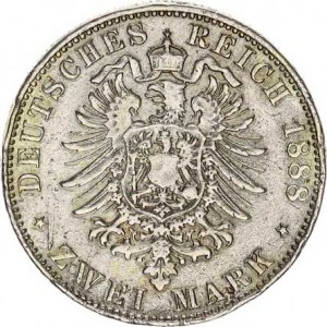 Prusko, Friedrich III.(1888), 2 Mark 1888 A Y. 116; KM 510, hry.