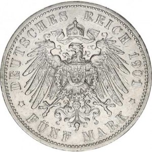 Prusko, Wilhelm II. (1888-1918), 5 Mark 1901 A KM 523, dr. rsy.