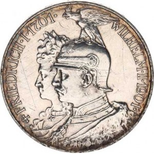 Prusko, Wilhelm II. (1888-1918), 5 Mark 1901 A - 200 let království KM 526, vlas. rys.