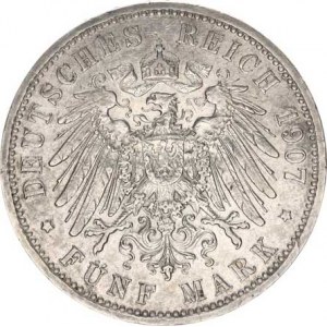 Prusko, Wilhelm II. (1888-1918), 5 Mark 1907 A KM 523, nep. rys.