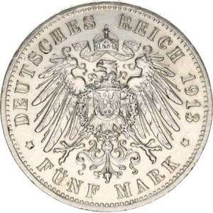 Prusko, Wilhelm II. (1888-1918), 5 Mark 1913 A KM 536, zc. nep. hr.