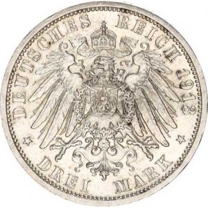 Prusko, Wilhelm II. (1888-1918), 3 Mark 1913 A - 25. výročí vlády Y. 535