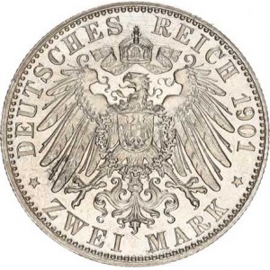 Prusko, Wilhelm II. (1888-1918), 2 Mark 1901 A - 200 let království Y. 128; KM 525, dr. rys.