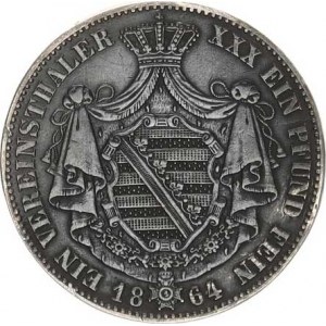 Sasko-Coburg-Gotha, Ernst II.(1844-1893), Tolar 1864 B Cr. 121 R 18,253 g
