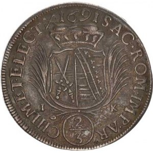 Sasko, Johann Georg III. (1680-1691), 2/3 tolaru 1691 I-K KM 571; Dav. ECT 810 15,41 g